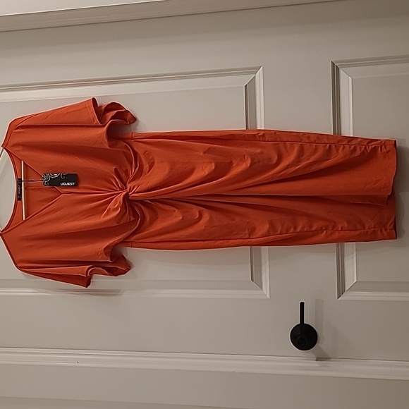 NWT Women's Fashion Dress Twist Front Batwing Sleeve Split Thigh Dress - Picture 7 of 7